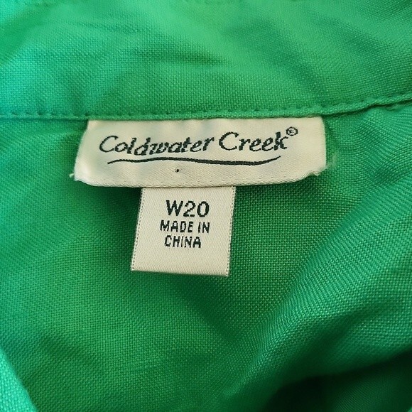 EUC linen animal buttons Coldwater Creek women's adjustable sleeves shirtdress - Picture 5 of 9